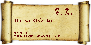 Hlinka Klétus névjegykártya
